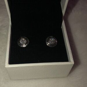 Pandora’s Silver Stud Earrings with diamond Accents